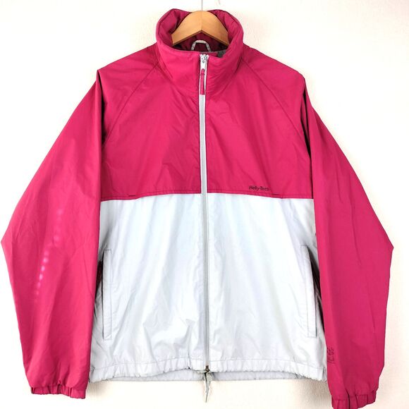 Helly Hansen Jacket Mens Medium Red Gray Lightweight Nylon Full Zip Windbreaker - Picture 1 of 16
